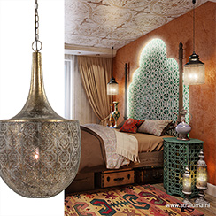 Oosterse hanglamp Light & Living Tanya goud/bruin Marrakech; verlichting met oosterse warmte